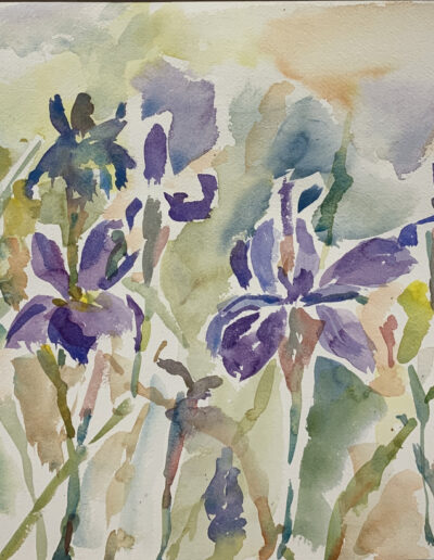 Watercolor painting Irises (June 2022 NYC) 01