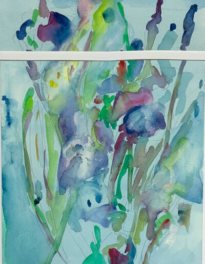 Watercolor painting "Irises Diptych"