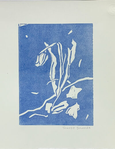 Linocut Print "Daffodil Linocut (Blue)"