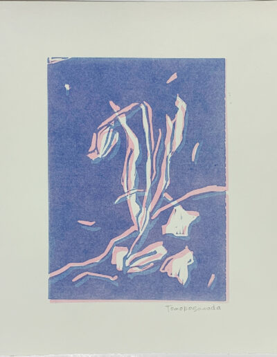 Linocut Print "Daffodil Linocut (Blue & Pink)"