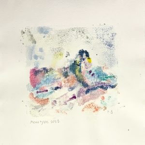 Watercolor Monotype Art work "Landscape"