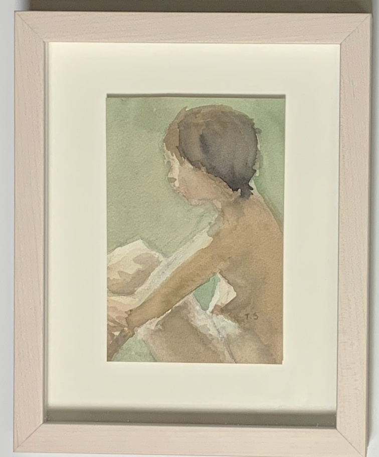 Watercolor Work Framed "A Woman Sitting" - Image 2